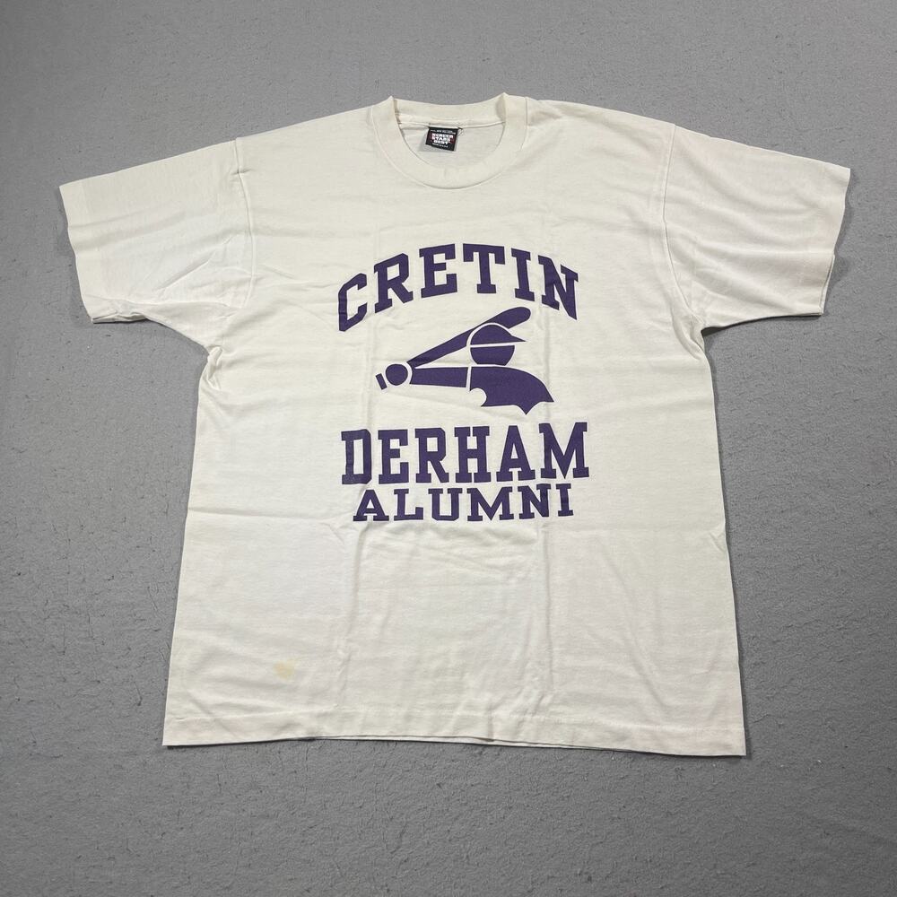 Cretin Derham Alumni T-Shirt XL Screen Stars Best White Purple Made‎ in USA